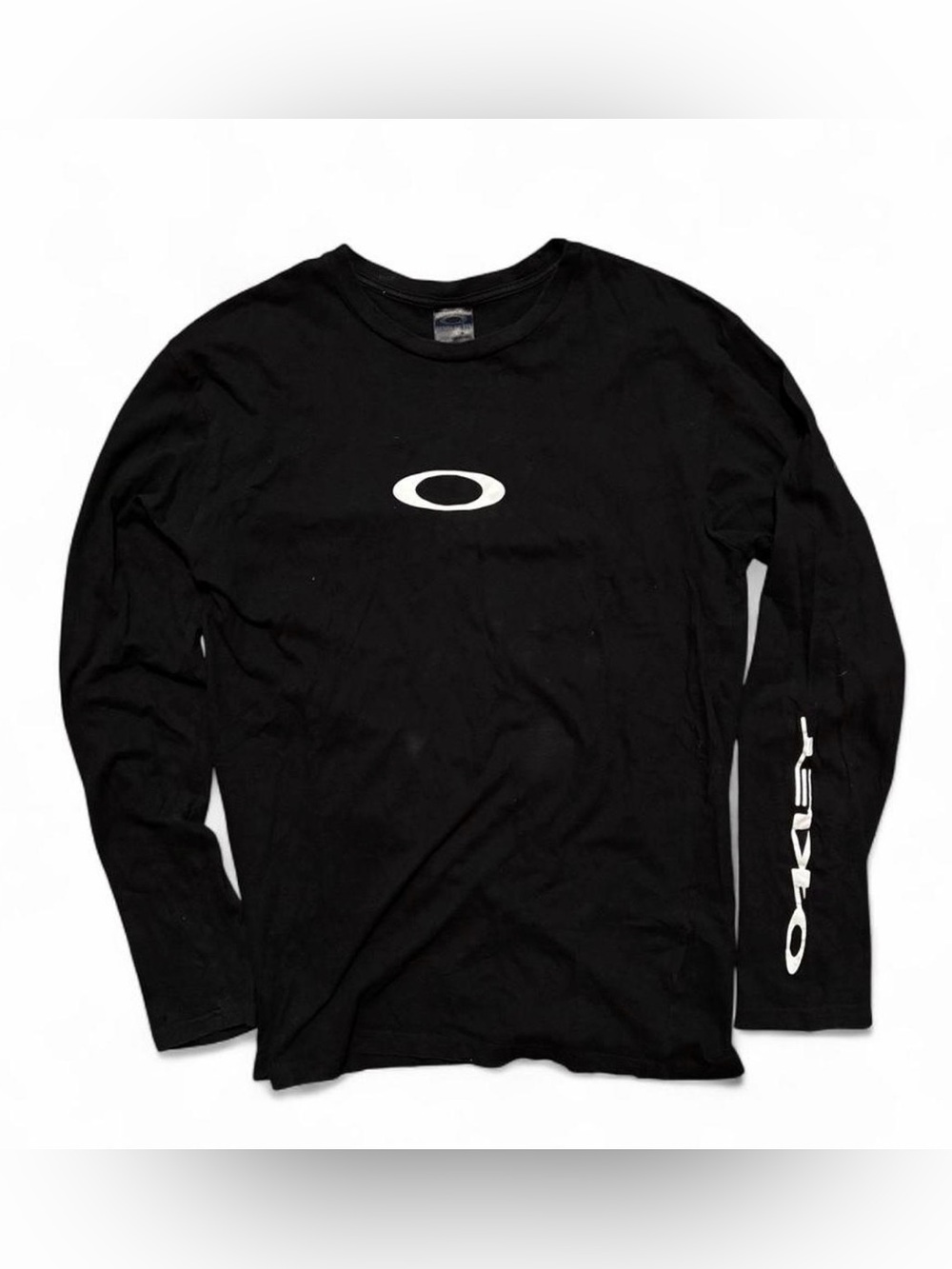 Oakley Black Long Sleeve Logo Tee with White Chest Emblem